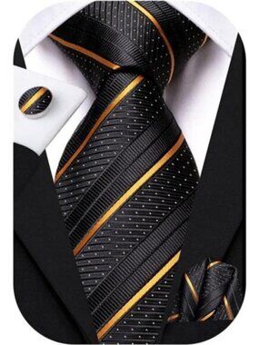 63" 70" Ties for Men Silk Extra Long Mens Ties Set and Pocket Square Cufflinks